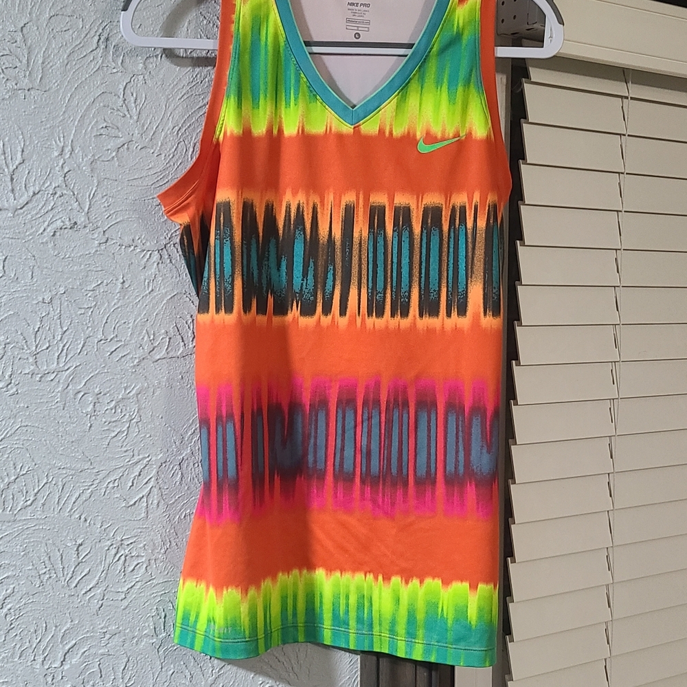 Nike Pro women's tank top sport wear striped multi Vibrant Striped Tank Top - Picture 12 of 12